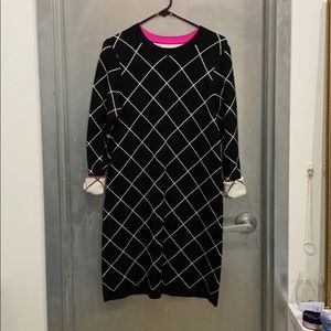 Black sweater dress with diamond pattern